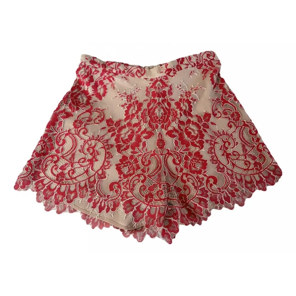 Alexis Sun Lace Li Shorts In Red Scalloped Hem Size Small